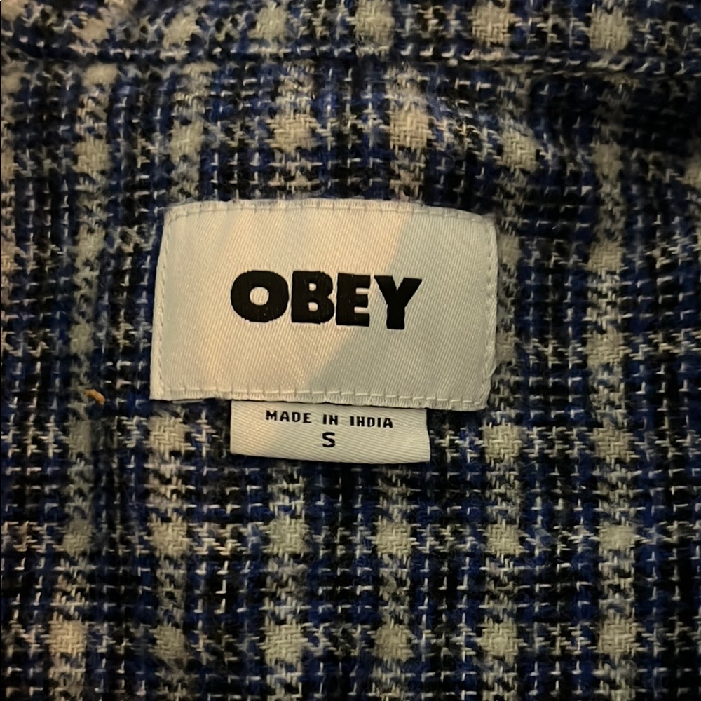 Obey Blue Casual Button Down Shirt with Gingham Pattern - Picture 2 of 6